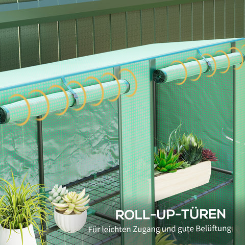 Rootz Mini-Greenhouse with Shelf - Portable Plant House - Tomato Shelter - UV-Resistant Cover - 144 x 48 x 152 cm
