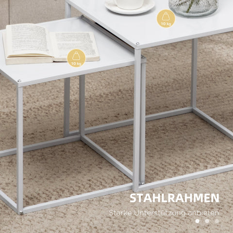 Rootz Side Table Set - Modern Nesting Tables - Space Saving Coffee Tables - Sturdy Steel Frame - 40cm x 40cm x 40cm
