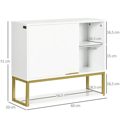 Rootz Bathroom Cabinet with Shelves - Adjustable Cabinet - Space-Saving Storage - MDF Design - 60L x 20W x 51H cm