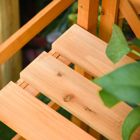 Rootz Foldable Plant Shelf - Flower Staircase - Wood Display Stand - Adjustable Shelves, Pre-Oiled Fir - 67cm x 33cm x 123cm