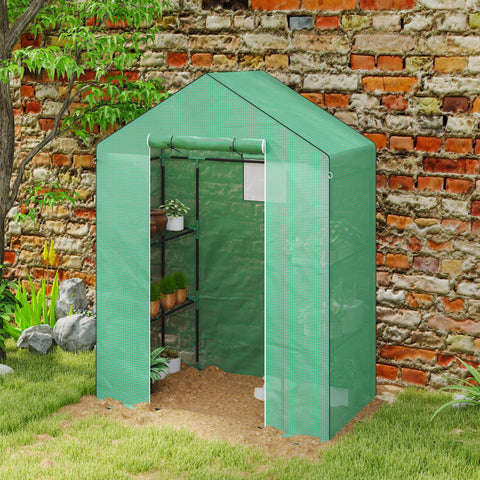 Rootz Walk-In Greenhouse with Shelves - Mini-Greenhouse - UV-Resistant - Optimal Temperature Control - 143l x 74b x 190h cm