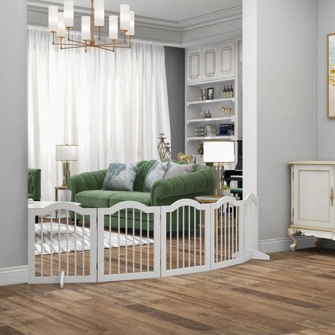 Rootz Dog Barrier - Wooden Pet Gate - Room Divider - Solid Wood and MDF - Adjustable Panels - Space-Saving - 254.5cm x 29.5cm x 61cm