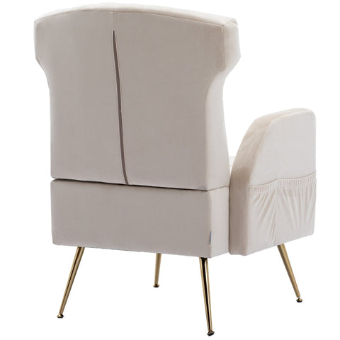 Rootz Elegant Velvet Armchair - Accent Chair - Gold Legs - Superior Comfort - 69cm x 72cm x 90cm - Timeless Design