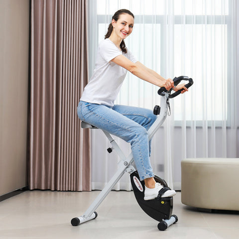 Rootz Foldable Home Exercise Bike - Stationary Bike - Indoor Cycling Bike - Quiet Magnetic Resistance - 97cm x 43cm x 110cm