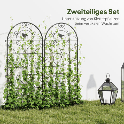 Rootz 2 Piece Set Rankgitter - Trellis - Plant Supports - Rustproof Stability - 50cm x 120cm Black