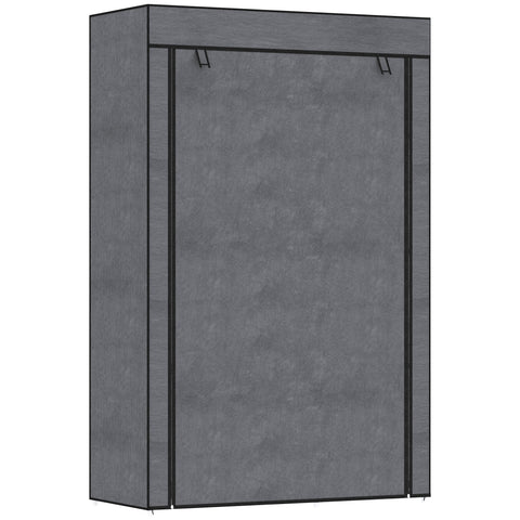 Rootz Fabric Cabinet - Storage Solution - Organizer - Dust Protection - 103x43x162.5cm - 6 Shelves & Clothes Rail - Grey