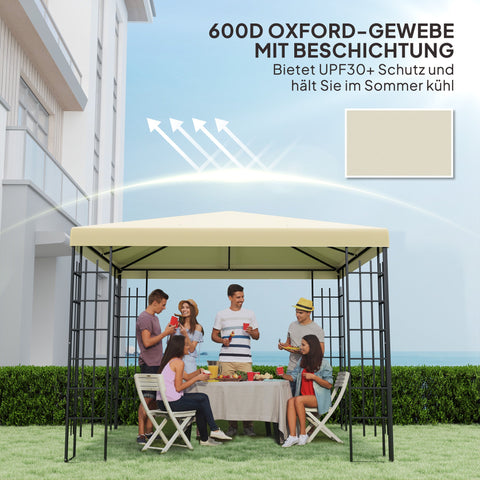 Rootz 3x3m Replacement Gazebo Tarpaulin - Garden Cover - Canopy Top - UPF30+ Sun Protection - 298cm x 298cm - White