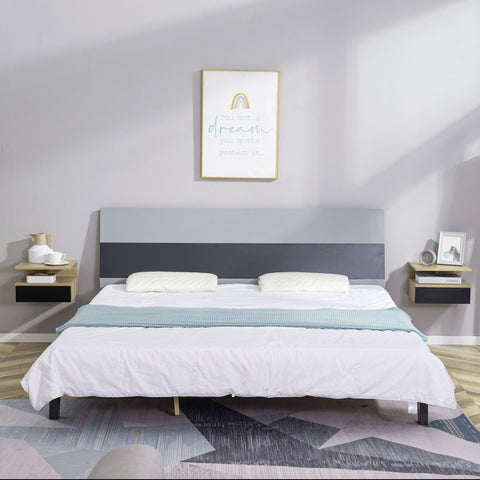 Rootz Set of 2 Wall-Mounted Nightstands - Floating Bedside Tables - Black Brown - Space-Saving Design - 35cm x 32cm x 22.5cm