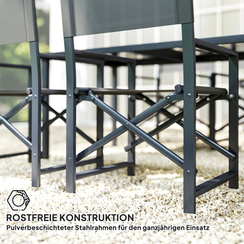 Rootz 5-Part Dining Set - Outdoor Patio Set - Folding Chair Set - Durable Steel Frame - 150cm Table & 58cm x 55cm x 89cm Chairs