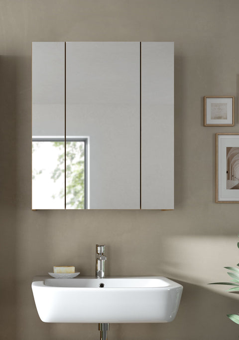 Rootz Mirror Cabinet - Bath Vanity - Reflective Storage - High-Quality MDF - 60x70x18 cm