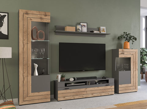 Rootz Wall Shelf - Gray Wall Shelf - Oak Floating Shelves - Timeless Design - 140cm x 22cm x 22cm