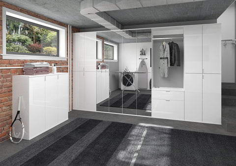 Rootz Wood Wardrobe Set - High-Gloss White - Sustainable Material - Optimal Storage Solution - 91cm x 99cm