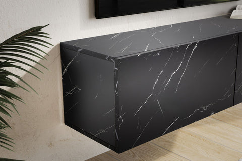Rootz Wall Mounted TV Cabinet - Media Console - Entertainment Unit - Scratch Resistant - 120cm x 30cm x 30cm - MDF with Marble Look