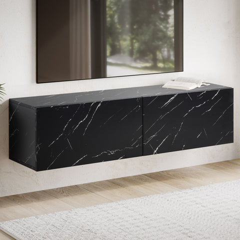 Rootz Wall Mounted TV Cabinet - Media Console - Entertainment Unit - Scratch Resistant - 120cm x 30cm x 30cm - MDF with Marble Look