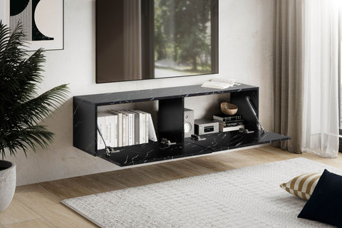 Rootz Wall Mounted TV Cabinet - Media Console - Entertainment Unit - Scratch Resistant - 120cm x 30cm x 30cm - MDF with Marble Look