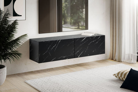 Rootz Wall Mounted TV Cabinet - Media Console - Entertainment Unit - Scratch Resistant - 120cm x 30cm x 30cm - MDF with Marble Look
