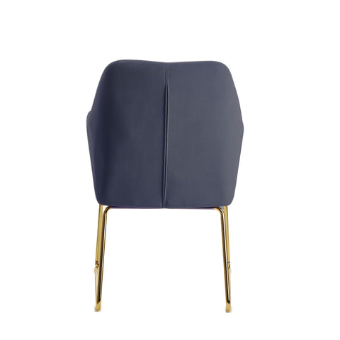 Rootz Dining Chair - Blue-Gray Velvet & Gold Metal - Kitchen Chair - Upholstered Chair - Comfort Padding, Secure Stand, Scratch-Resistant - 52cm x 45cm x 90cm
