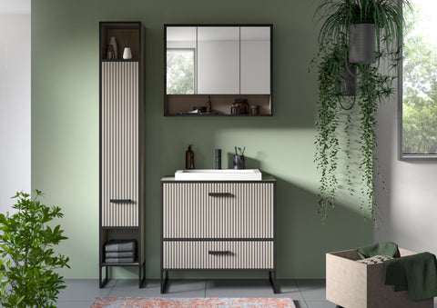 Rootz Bathroom Set - Vanity Cabinet - Storage Combination - Easy-Care Surface - 125x192x48 cm