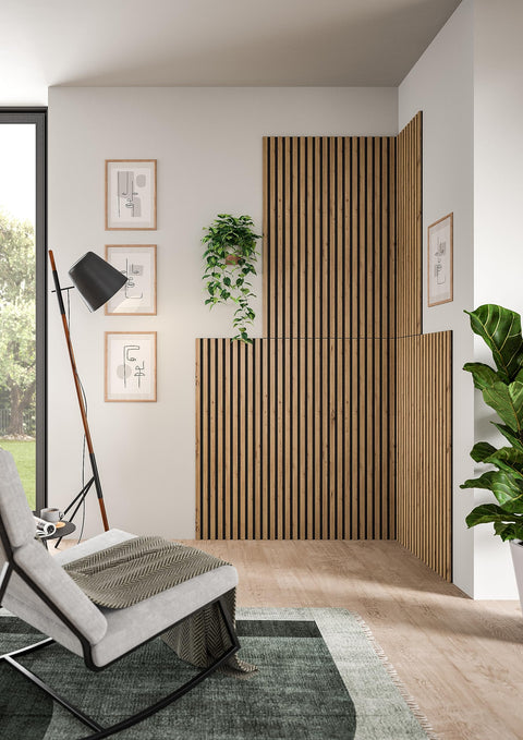 Rootz Acoustic Panel Set - Wall Panels - Wood Wall Decor - Brown - 40cm x 120cm - Sustainable FSC Certified - Artisan Oak Nb - Timeless Design