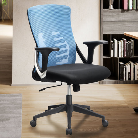 Rootz Modern Swivel Chair - Office Chair - Ergonomic Chair - Blue and Black - Rocking Mechanism - Adjustable Height - Lumbar Support - 94-104cm x 65cm x 65cm