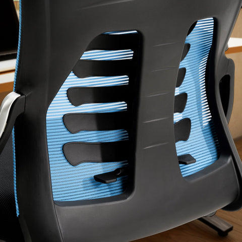 Rootz Modern Swivel Chair - Office Chair - Ergonomic Chair - Blue and Black - Rocking Mechanism - Adjustable Height - Lumbar Support - 94-104cm x 65cm x 65cm