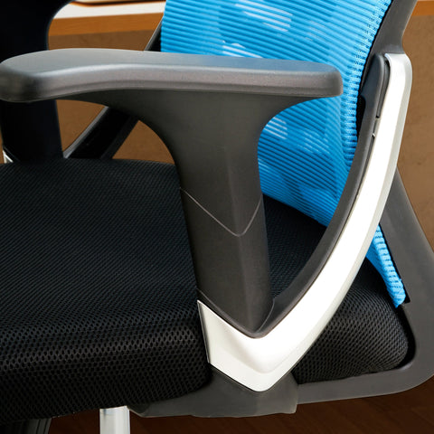 Rootz Moderne Draaistoel - Bureaustoel - Ergonomische stoel - Blauw en Zwart - Schommelmechanisme - Verstelbare hoogte - Lendensteun - 94-104cm x 65cm x 65cm
