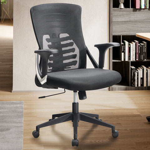 Rootz Modern Swivel Chair - Office Chair - Ergonomic Chair - Black - Rocking Mechanism - Adjustable Seat Height - Lumbar Support - Mesh Cover - 94-104cm x 65cm x 65cm