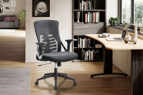 Rootz Modern Swivel Chair - Office Chair - Ergonomic Chair - Black - Rocking Mechanism - Adjustable Seat Height - Lumbar Support - Mesh Cover - 94-104cm x 65cm x 65cm
