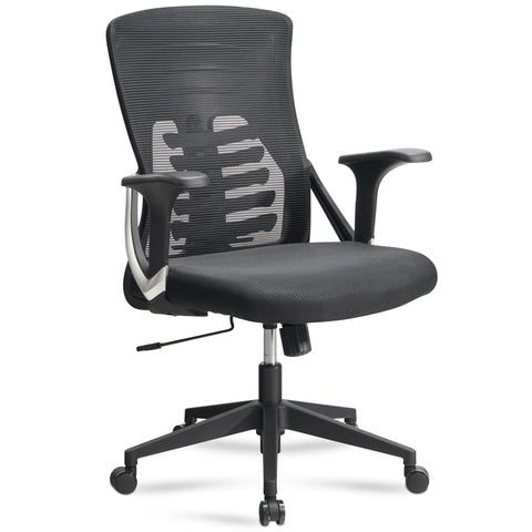 Rootz Moderne Draaistoel - Bureaustoel - Ergonomische stoel - Zwart - Schommelmechanisme - Verstelbare zithoogte - Lendensteun - Mesh hoes - 94-104cm x 65cm x 65cm