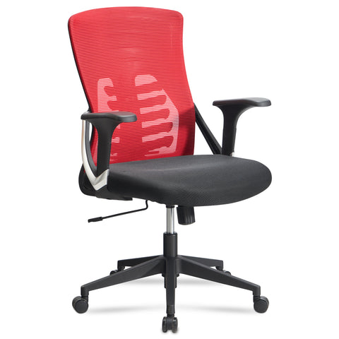 Rootz Modern Design Swivel Chair - Office Chair - Ergonomic Chair - Red and Black - Rocking Mechanism - Adjustable Seat Height - Lumbar Support - 94cm x 65cm x 65cm