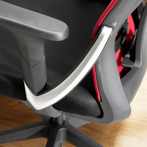 Rootz Modern Design Draaistoel - Bureaustoel - Ergonomische stoel - Rood en Zwart - Schommelmechanisme - Verstelbare zithoogte - Lendensteun - 94cm x 65cm x 65cm