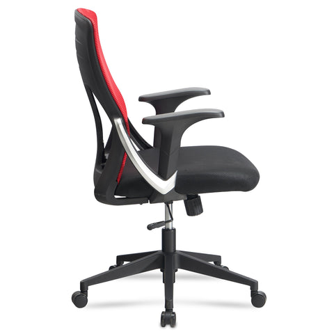 Rootz Modern Design Swivel Chair - Office Chair - Ergonomic Chair - Red and Black - Rocking Mechanism - Adjustable Seat Height - Lumbar Support - 94cm x 65cm x 65cm