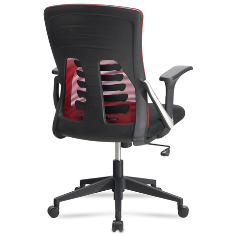 Rootz Modern Design Swivel Chair - Office Chair - Ergonomic Chair - Red and Black - Rocking Mechanism - Adjustable Seat Height - Lumbar Support - 94cm x 65cm x 65cm