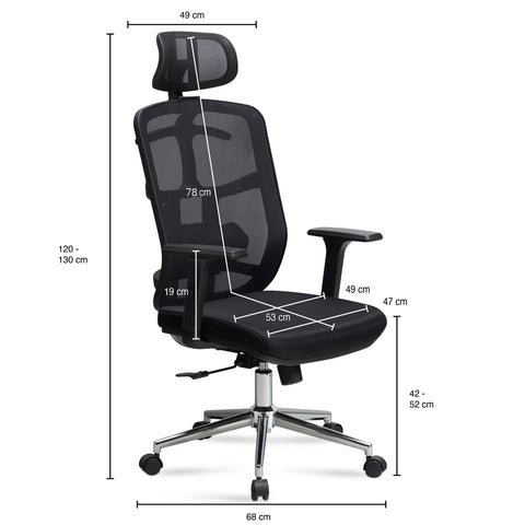 Rootz Modern Swivel Chair - Office Chair - Ergonomic Chair - Mesh Cover - Adjustable Lumbar Support - 120-130cm x 68cm x 68cm
