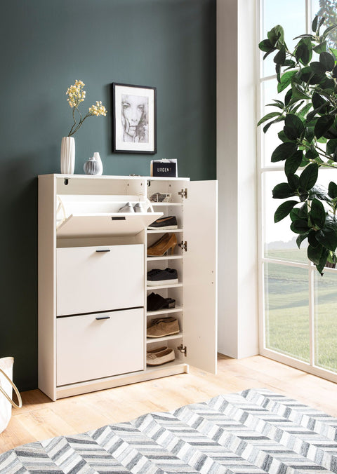 Rootz Large Shoe Cabinet - Modern Shoe Storage - Entryway Organizer - Ample Storage Space - 90cm x 120cm x 24cm