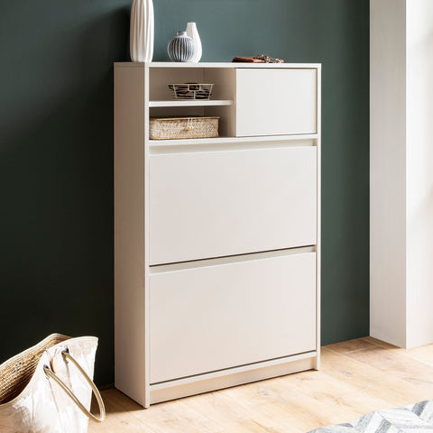 Rootz Modern Shoe Cabinet - Shoe Storage - Shoe Organizer - 3 Doors & Ample Storage - 71cm x 110cm x 24cm