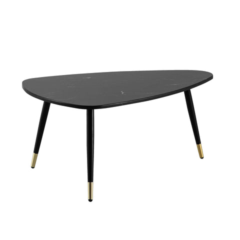 Rootz Triangular Sofa Table - Modern Coffee Table - Living Room Table - Marble Look - Secure Metal Legs - 90cm x 60cm x 41cm