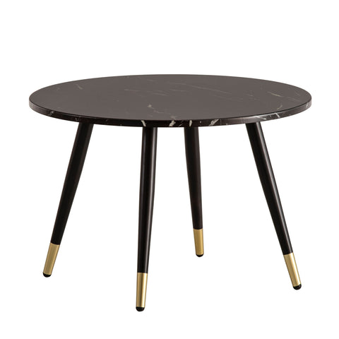 Rootz Modern Round Coffee Table - Living Room Table - Stylish Marble Look - Robust Metal Legs - 60cm x 60cm x 41cm