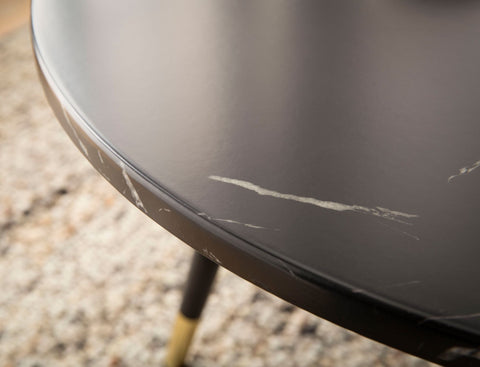 Rootz Modern Round Coffee Table - Living Room Table - Stylish Marble Look - Robust Metal Legs - 60cm x 60cm x 41cm