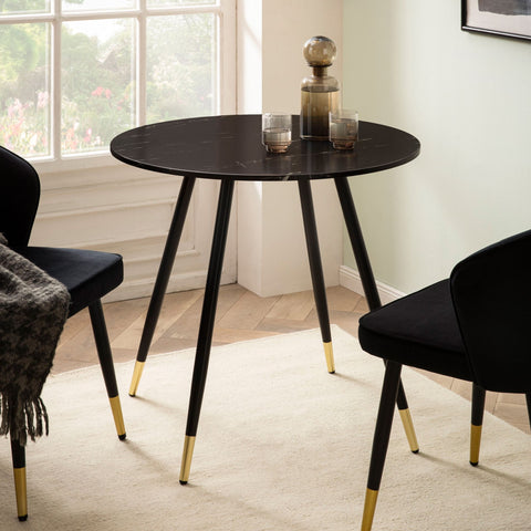 Rootz Round Dining Table - Modern Table - Elegant Marble Look - Adjustable Legs - 75cm x 75cm x 76cm