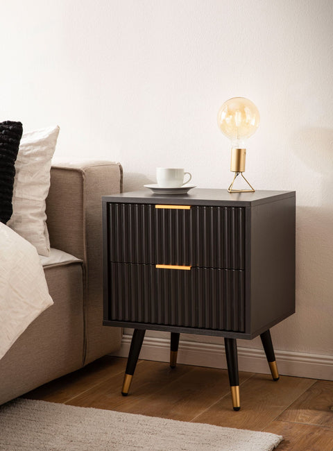 Rootz Night Box - Modern Bedside Table - Drawer Cabinet - Ample Storage - 43.5cm x 39cm x 56cm