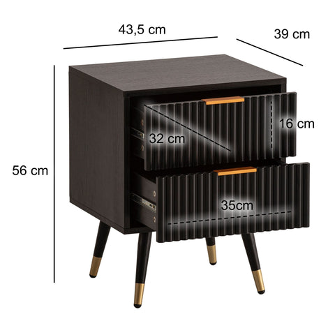 Rootz Night Box - Modern Bedside Table - Drawer Cabinet - Ample Storage - 43.5cm x 39cm x 56cm