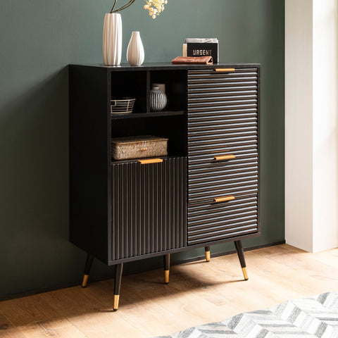 Rootz Stylish Chest of Drawers - Modern Dresser - Storage Solution - Slatted Design - 77cm x 97cm x 40cm