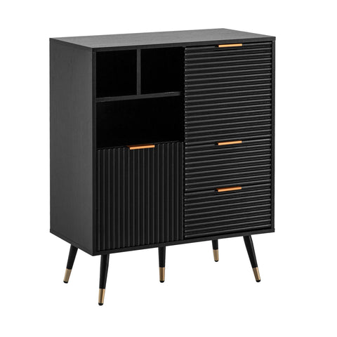 Rootz Stylish Chest of Drawers - Modern Dresser - Storage Solution - Slatted Design - 77cm x 97cm x 40cm
