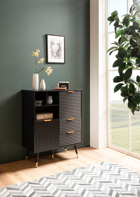 Rootz Stylish Chest of Drawers - Modern Dresser - Storage Solution - Slatted Design - 77cm x 97cm x 40cm