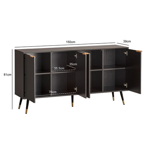 Rootz Stylish Chest of Drawers - Modern Sideboard - Storage Unit - Spacious Design - 150cm x 81cm x 39cm