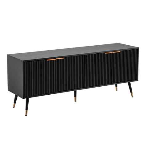 Rootz TV Base Cabinet - Modern Design - Slatted Doors - Ample Storage - 150cm x 60cm x 39cm