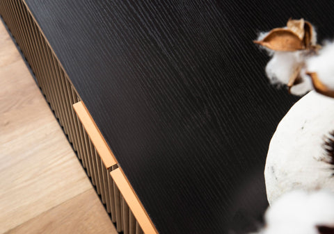 Rootz TV Base Cabinet - Modern Design - Slatted Doors - Ample Storage - 150cm x 60cm x 39cm