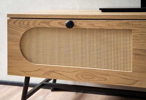 Rootz TV Base Cabinet - Modern TV Stand - Media Console - Elegant Weave Design - 100cm x 45cm x 40cm