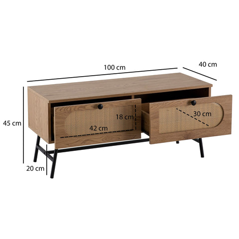 Rootz TV Base Cabinet - Modern TV Stand - Media Console - Elegant Weave Design - 100cm x 45cm x 40cm